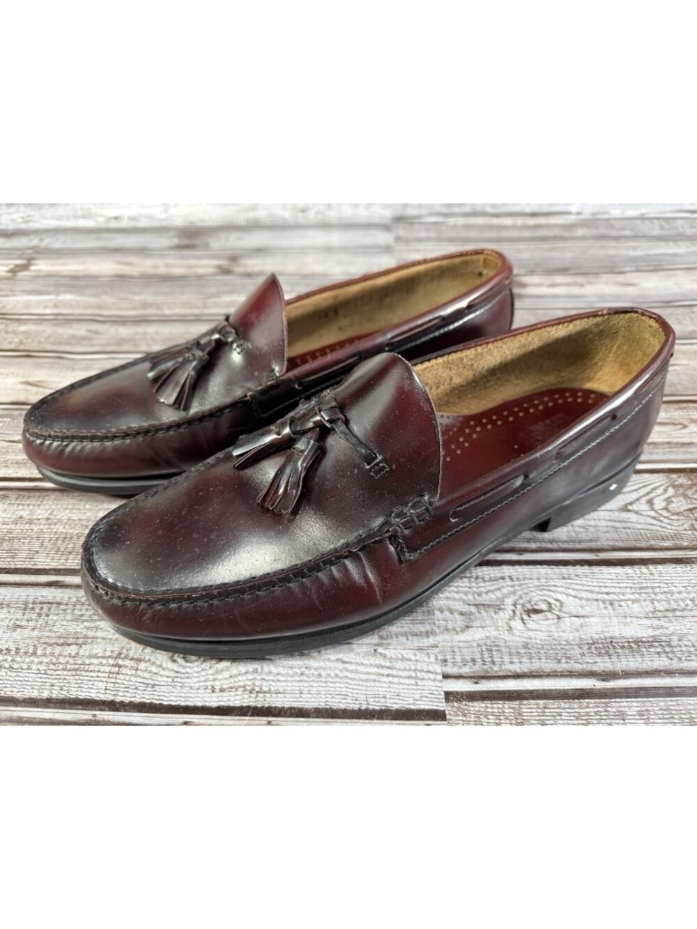 GH Bass Weejuns Loafers Mens 12 E Burgundy Leather Tassel Made In USA